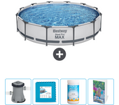 Paquete de piscina - bestway - alrededor - 366x366x76 cm + accesorios cb77