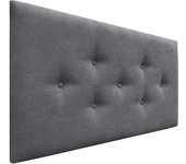 Dhome cabecero de tela acualine con 3 hileras intercaladas de botones y patas cabezal tapizado cama lujo(gris ceniza, 105cm)