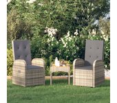 Vidaxl sillones de jardín reclinables con cojines 2 uds ratán pe gris