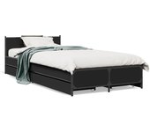 Cama con cajones madera de ingeniería negra 90x200 cm