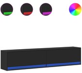 Mueble tv de pared | mueble de salón con led negro 180x31x38 cm cfw90987