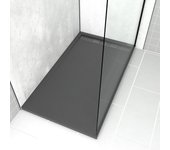 Plato de ducha en acrílico gris efecto piedra 80x140x5cm - rejillas cromo y gun metal - meteora