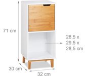 Estante mueble de baño con patas de bambú 71 cm natural y blanco 13_0001205