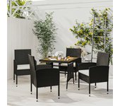 Juego de comedor de jardín 5 piezas，conjunto de comedor de exterior，conjunto de jardín ratán sintético negro cfw284378