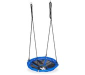 Relaxdays columpio nido, 90 cm ø, niños y adultos, altura regulable, hasta 100 kg, balancín colgante jardín, azul/negro