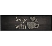Alfombra de cocina | tapete para la cocina lavable terciopelo negro taza 45x150 cm cfw65248