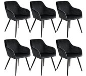 Juego de 6 sillas patas negras salón asiento cocina comedor diseño elegante terciopelo negro 08_0000021