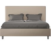 Cama doble con contenedor elevado doble, acolchada 160x200 en símil piel gris tórtola focus