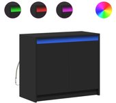 Aparador | aparador de comedor | armario de cocina con led madera de ingeniería negro 72x34x61 cm cfw49368