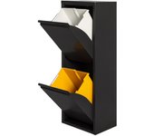 Wellhome cubo de basura y reciclaje metálico de 2 compartimentos de 17l cada uno - 34l negro mate