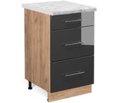 Vicco mueble bajo de cocina fame-line, antracita alto brillo, 50 cm , et mármol