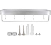 Estante de baño de montaje en pared de aluminio para ducha, estante de una sola capa, estante para champú, estante de almacenamiento de plata brillant