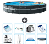 Paquete de piscina - intex - alrededor - 732x732x132 cm + accesorios a3001