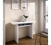 Consola extensible rodella, consola extensible auxiliar multiposiciones, mesa de comedor plegable con tapa abatible, 110x33/66h75 cm, blanco