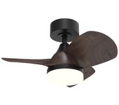 Ventilador de techo led byan mini negro+madera 18w 2000lm cct intensidad regulable con mando a distancia