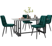 Juego 4 sillas comedor verde oscuro diseño acolchadas con respaldo asiento terciopelo estructura metal resistente
