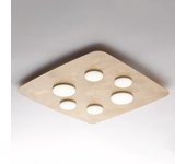 Lámpara de techo megan en metal lacado en blanco con decoración. difusores de oro antiguo y silicona con led integrado 6 luces h.5 ø65 bl243-pl6-oro