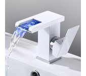 Grifo de cascada led, mezclador monomando, cambio de color, generador de flujo de agua, grifo de lavabo cuadrado