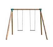 Columpio doble de madera redonda masgames fuji adultos (caucho y cadenas)