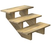 Escalera exterior de madera - 3 peldaños - ancho = 80 cm - peldaños cortables - sin contrahuellas - pino del norte - tratado en autoclave