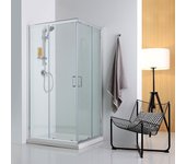 Cabina de ducha de cristal de 70x90 completa con plato de ducha de cerámica de 6cm