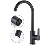 Auralum max mezclador de cocina pivotant 360° elegante grifo de fregadero cofo alto con mameluco desmontable para cocina, agua caliente y fría, negro