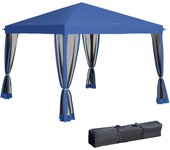 Carpa plegable outsunny acero, tela oxford azul 295x295x260 cm