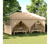 Tienda de fiesta | carpa de fiesta plegable pop-up con 4 paredes laterales beige cfw63941