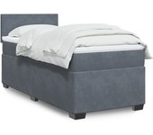 Maison exclusive - cama box spring individual con colchón terciopelo gris oscuro