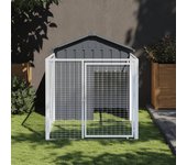 Casita para perros con patio antracita 117x201x123 cm