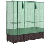 Jardinera，arriate ，macetacon cubierta invernadero aspecto ratán 120x40x138 cm cfw12270