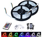 Tiras led luces led habitación rgb 5050 tira led mando a distancia perfecta para decoración 10 metros 30 led 24 mandos a distancia