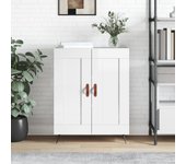 Aparador | aparador de comedor | armario de cocina de madera contrachapada blanco brillante 69,5x34x90 cm cfw29956