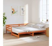 Vidaxl sofá cama nido madera maciza de pino marrón cera 90x200 cm