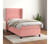 Cama con somier y colchón rosa 90x190 cm terciopelo