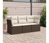 Set sofás de jardín 3 piezas | conjunto de jardín de ocio | set de comedor de jardín y cojines ratán sintético marrón cfw825816