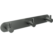 Percha triple para baño, acero inox s.304 anticorrosión, acabado negro black gun metal pvd, incluye sistema de fijación pegado.