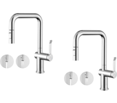 2pcs auralum max grifo cocina ducha,mezclador cocina con ducha extraíble,mezclador fregadero rotativo 360°,2 modos de pulverización,frío/caliente