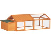 Gallinero de exterior pawhut madera de abeto, metal madera natural 240x112,5x76 cm