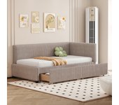 Cama tapizada 90 x 200 cm con cabecero y 2 cajones - terciopelo - sofá cama - somier - gris