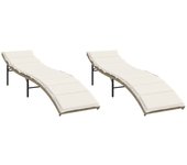 Pack 2 uds tumbona | silla de jardíns con cojines ratán sintético beige cfw56608