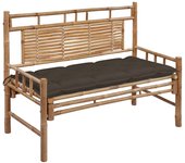 Banco de jardín con cojín 120 cm bambú