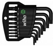 Wiha juego de llaves allen en soporte classic torx® tamper resistant (con taladro), de 9 unid., acabado en oxidación negra (36462)