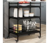 Carro de cocina negro 65x40x86,5 cm de madera contrachapada