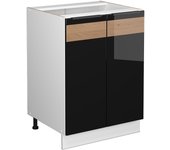Vicco mueble bajo de cocina fame-line, roble negro alto brillo, 60 cm sin encimera