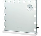 Espejo de tocador de maquillaje con parlantes led 15 luces 3 colores de luz espejo pequeño con 10 aumentos bluetooth blanco csw585553