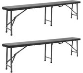 Vidaxl bancos de jardín plegables 2 unidades hdpe negro 180 cm