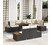Conjunto de sofás de jardín vidaxl conjunto de 9 beige ratán, tela, metal