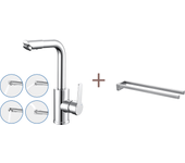 Auralum max grifo lavabo con caño giratorio,grifo baño rotación 360°, cromado+serviés de dos brazos, para baño, 42cm, cepillo
