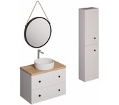 Naturel conjunto de baño con lavabo que incluye grifo de lavabo, caño y sifón naturel forli blanco (ksetforli11)